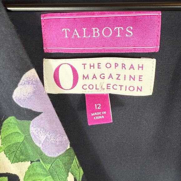 Talbots Floral Midi Dress - Navy, White, Purple, Green - Picture 5 of 8